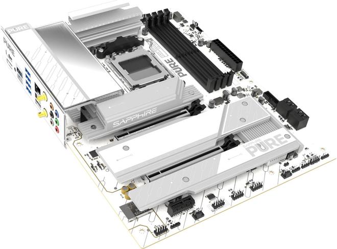 藍寶石PURE極地X870A WIFI 7主板外觀、規格曝光,白銀灰設計